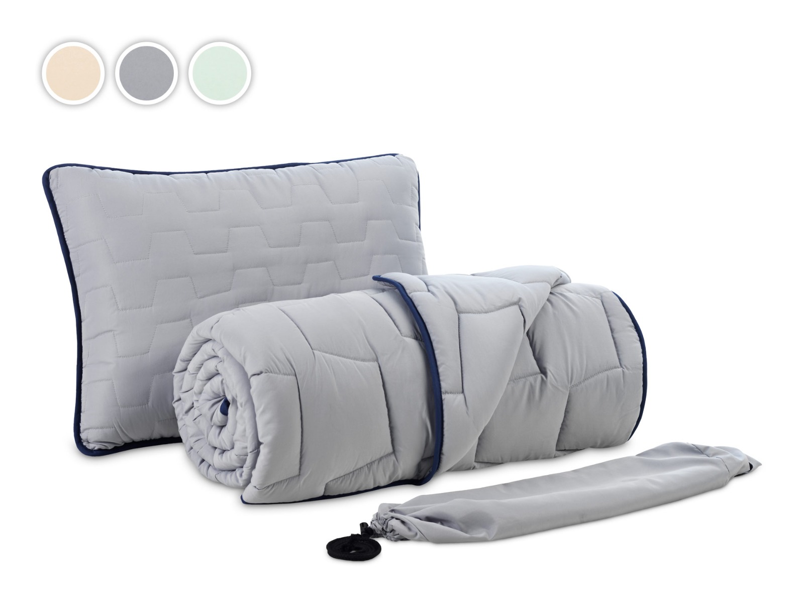 AdaptiveGO sada polštář a přikrývka + brašna 140x200 cm krémová